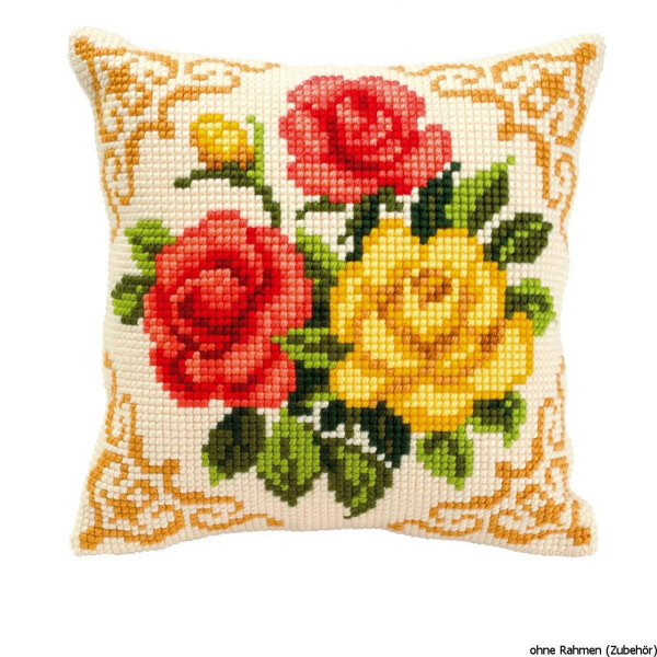 Подушка для вышивания крестом Vervaco "Разноцветные розы", предварительно нарисованный дизайн вышивки