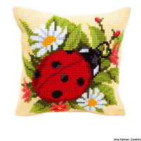 Almohada de punto de cruz Vervaco "Ladybird", diseño de bordado dibujado