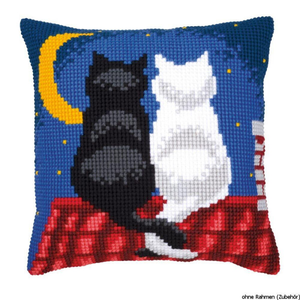 Vervaco stamped cross stitch kit cushion Cats in the night, DIY