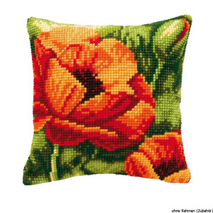 Vervaco stamped cross stitch kit cushion Orange flower, DIY