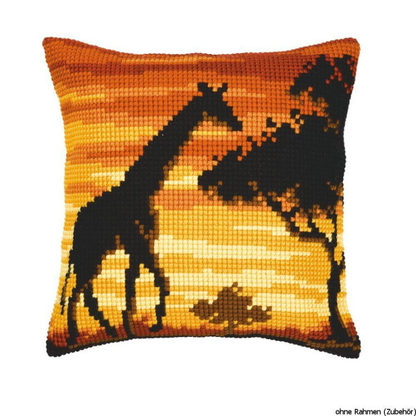 Cuscino a punto croce Vervaco "Africa Giraffe", ricamo disegnato