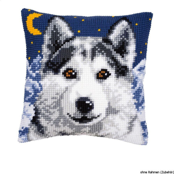 Vervaco stamped cross stitch kit cushion Wolf, DIY