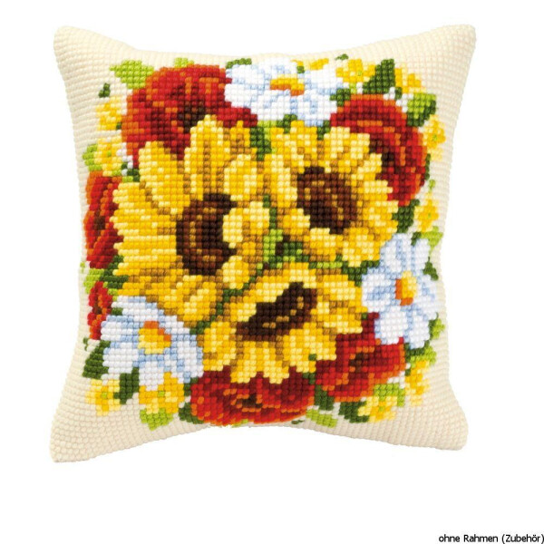 Vervaco stamped cross stitch kit cushion Floral posy, DIY