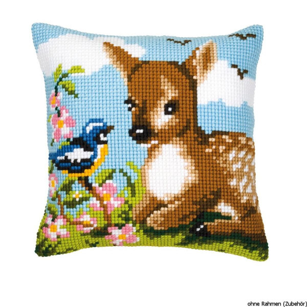 Vervaco stamped cross stitch kit cushion A little deer, DIY