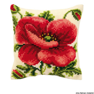 Vervaco stamped cross stitch kit cushion Oriental poppy, DIY