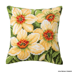 Vervaco stamped cross stitch kit cushion Daffodils, DIY