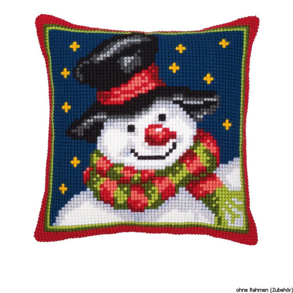 Подушка для вышивания крестом Vervaco "Снеговик", дизайн вышивки предварительно нарисован