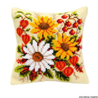 Vervaco stamped cross stitch kit cushion Floral delight, DIY