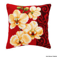 Vervaco stamped cross stitch kit cushion White orchids, DIY