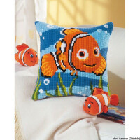 Almohada de punto de cruz Vervaco "Nemo", patrón de bordado dibujado