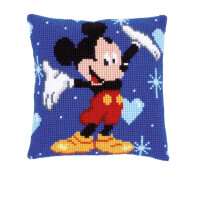 Almohada de punto de cruz Vervaco "Mickey Mouse", diseño de bordado dibujado