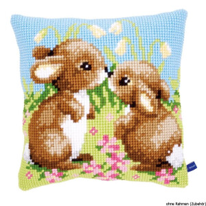 Vervaco stamped cross stitch kit cushion Little rabbits, DIY