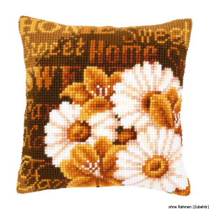 Vervaco stamped cross stitch kit cushion Modern daisies, DIY