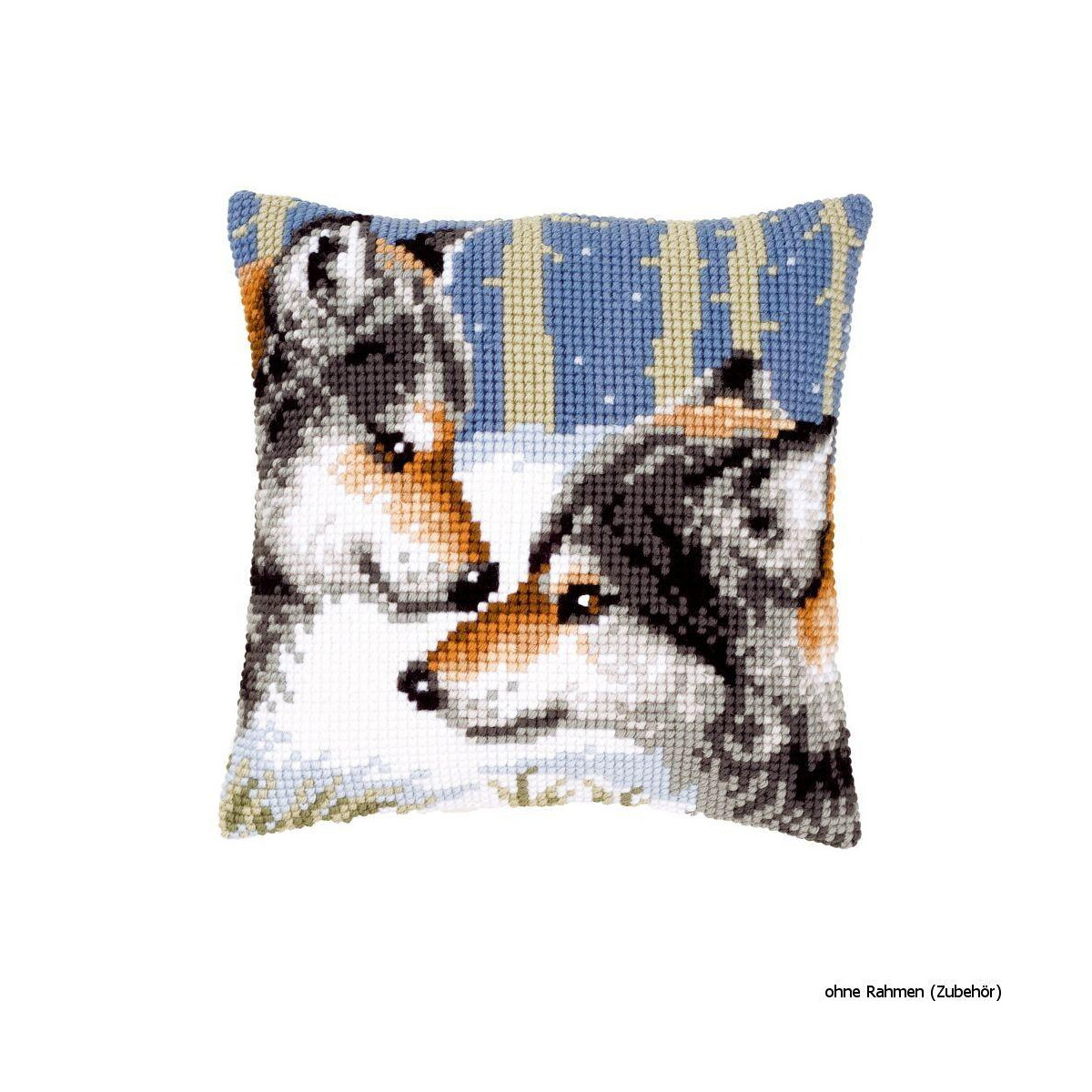 Vervaco stamped cross stitch kit cushion Wolves, DIY