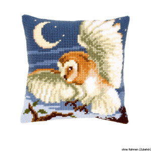 Vervaco stamped cross stitch kit cushion Owls on the hunt, DIY