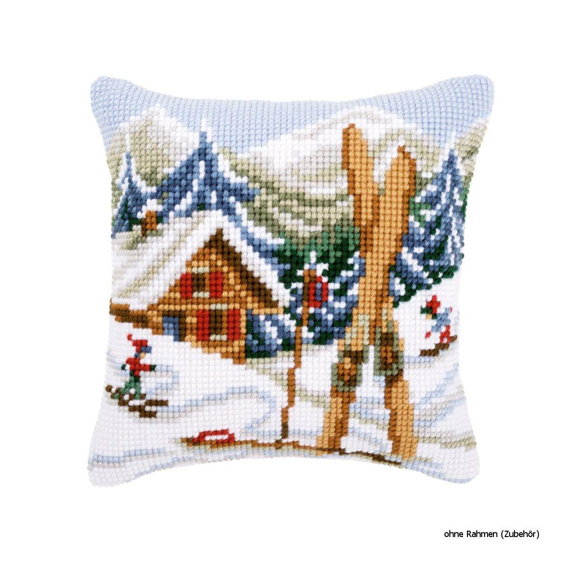 Vervaco stamped cross stitch kit cushion Snow fun, DIY