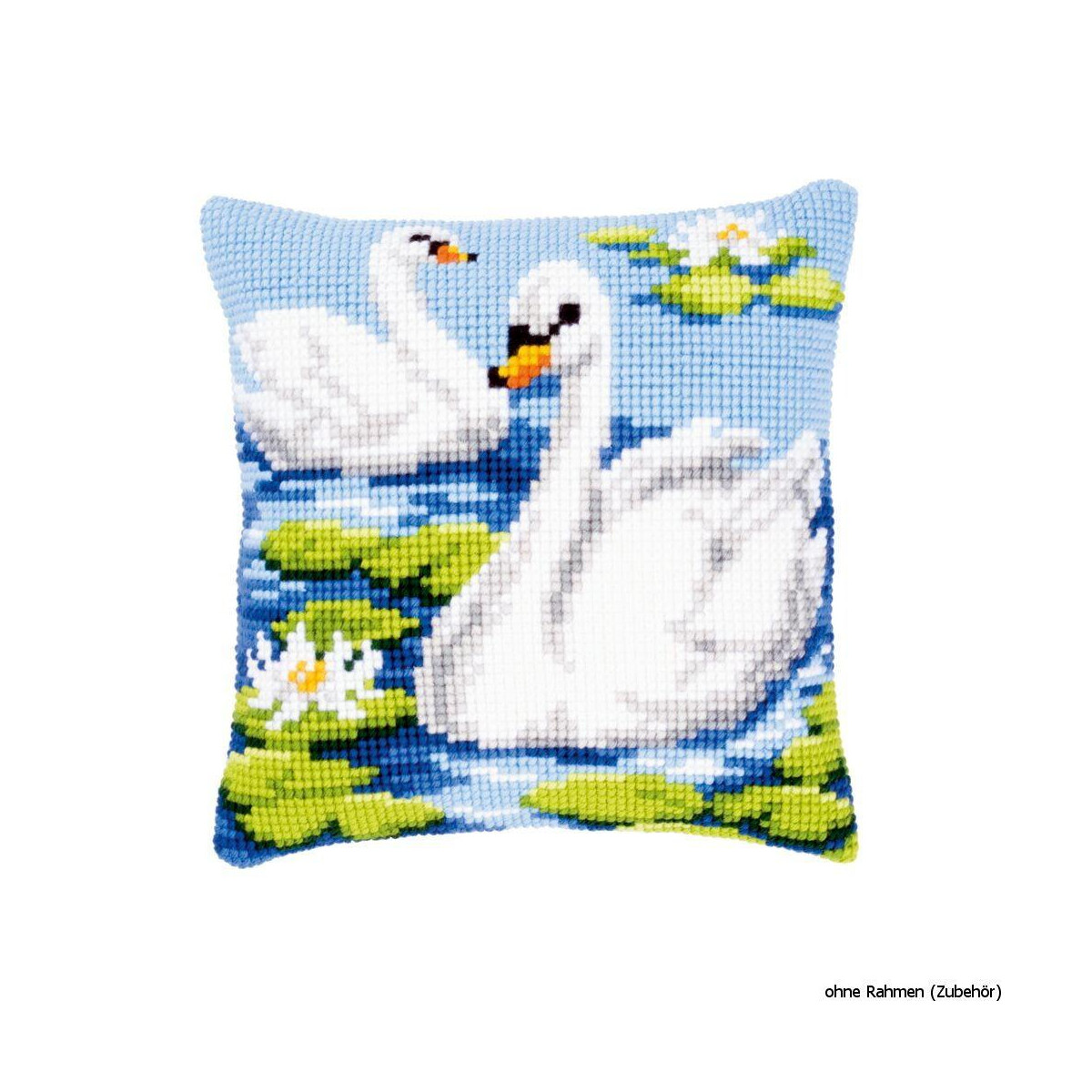 Vervaco stamped cross stitch kit cushion Swans, DIY