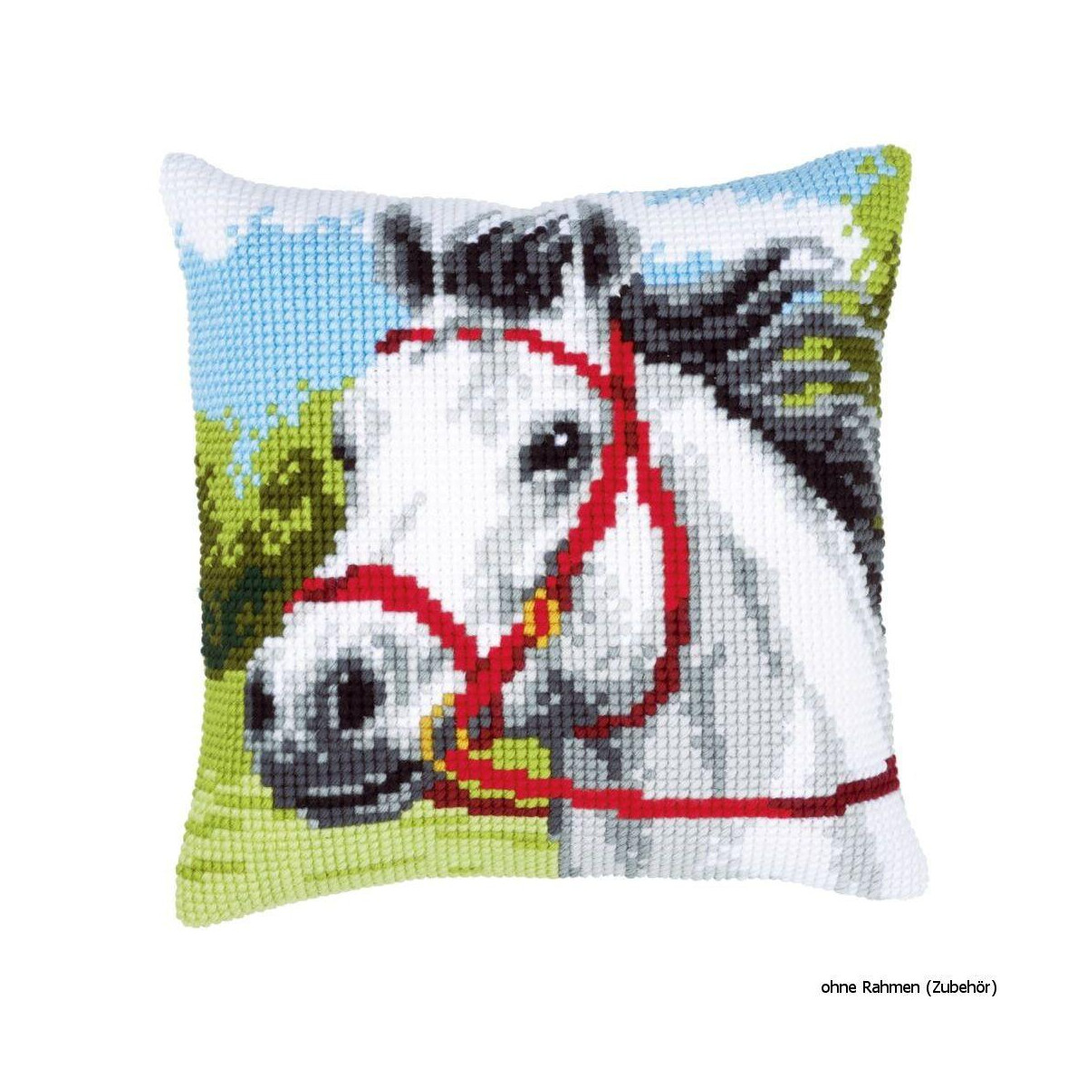 Vervaco stamped cross stitch kit cushion White horse, DIY