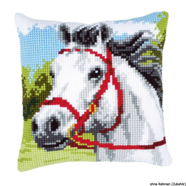 Vervaco stamped cross stitch kit cushion White horse, DIY
