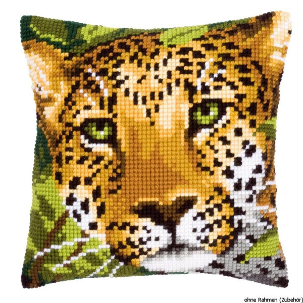 Подушка для вышивания крестом Vervaco "Леопард", дизайн вышивки предварительно нарисован