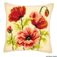 Vervaco stamped cross stitch kit cushion Wild poppies, DIY