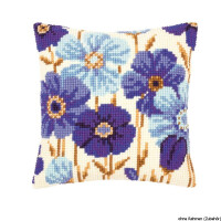 Vervaco stamped cross stitch kit cushion Blue anemones, DIY