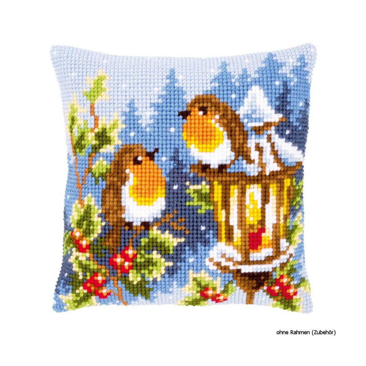 Vervaco stamped cross stitch kit cushion Robins at the...