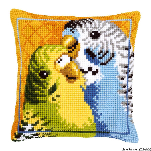 Подушка для вышивания крестом Vervaco "Влюбленные попугайчики", дизайн вышивки предварительно нарисован