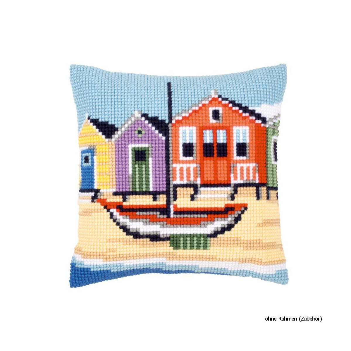 Vervaco stamped cross stitch kit cushion On the coast, DIY