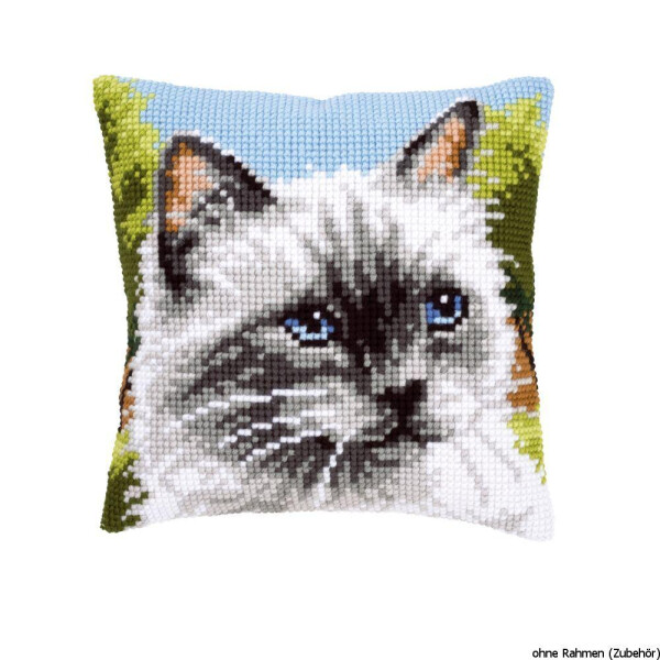 Vervaco stamped cross stitch kit cushion Siamese cat, DIY