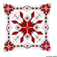 Vervaco stamped cross stitch kit cushion Snow crystal I, DIY
