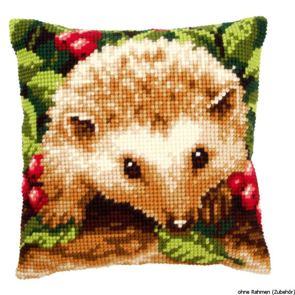 Vervaco stamped cross stitch kit cushion Hedgehog with berries, DIY