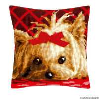 Vervaco stamped cross stitch kit cushion Yorkshire with bow, DIY