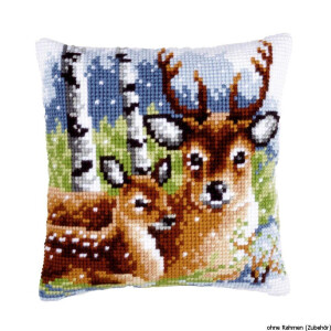 Vervaco stamped cross stitch kit cushion Deer family, DIY
