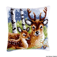 Almohada de punto de cruz Vervaco "Deer", patrón de bordado dibujado