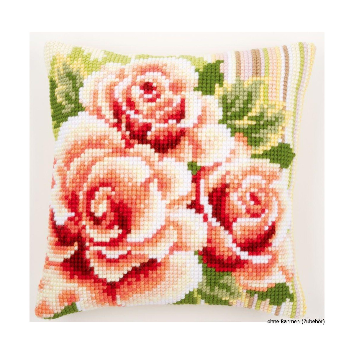 Vervaco stamped cross stitch kit cushion Pink roses I, DIY