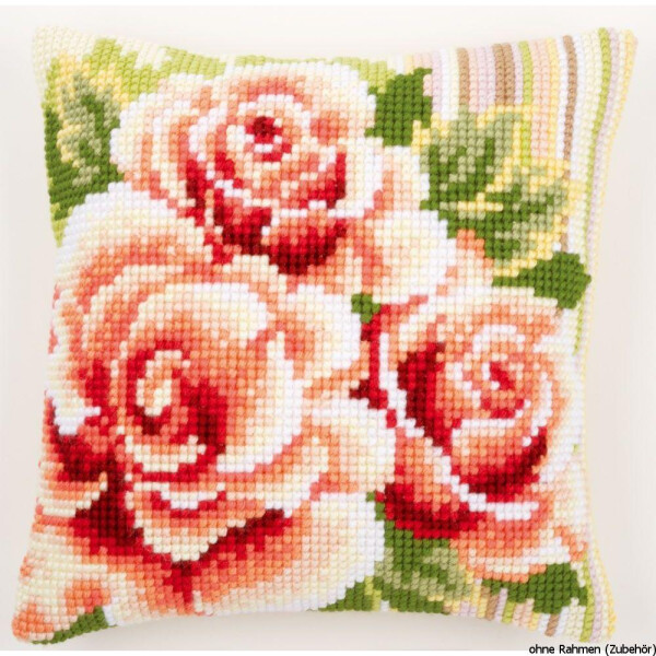 Vervaco stamped cross stitch kit cushion Pink roses I, DIY