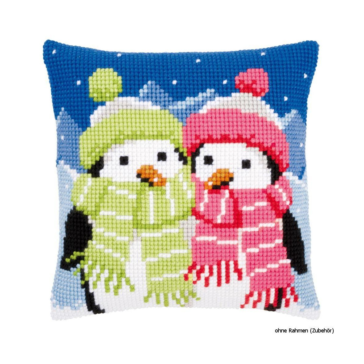 Vervaco stamped cross stitch kit cushion Penguins with...