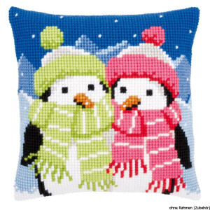 Vervaco stamped cross stitch kit cushion Penguins with...