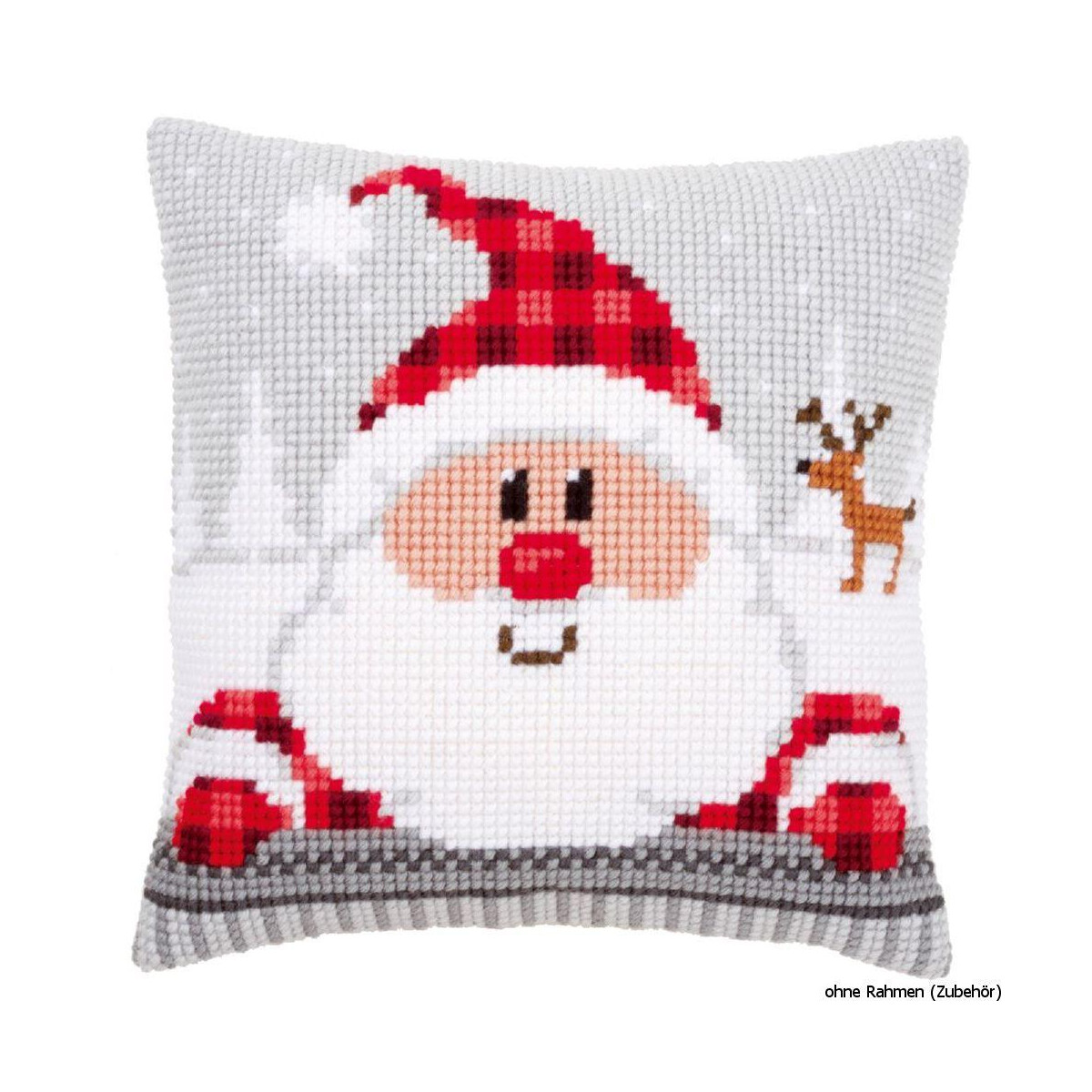Vervaco stamped cross stitch kit cushion Santa in a plaid...