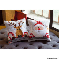 Vervaco Подушка для вышивания крестом "Дед Мороз в клетчатой шляпе", дизайн вышивки предварительно нарисован