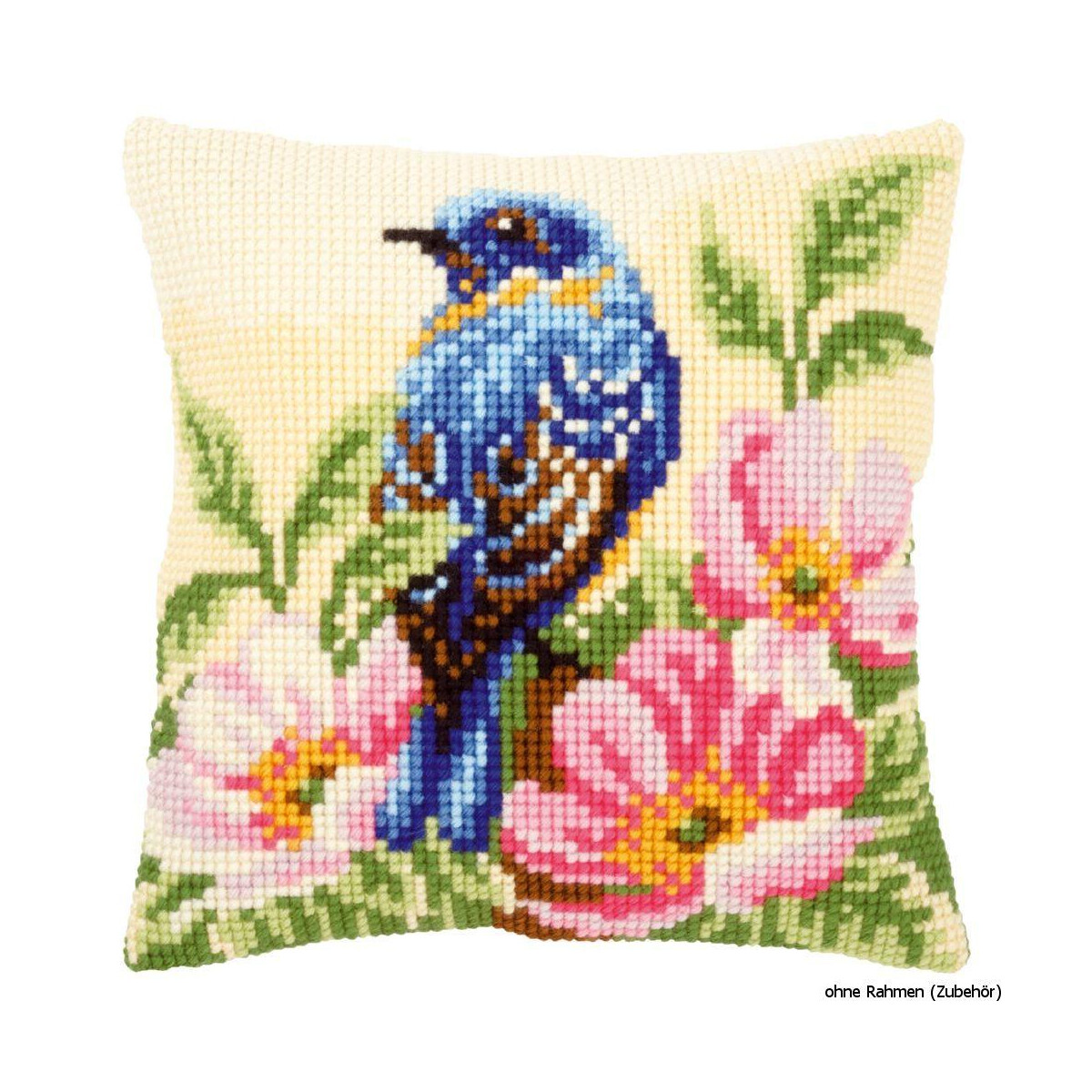 Vervaco stamped cross stitch kit cushion Bird on rose...