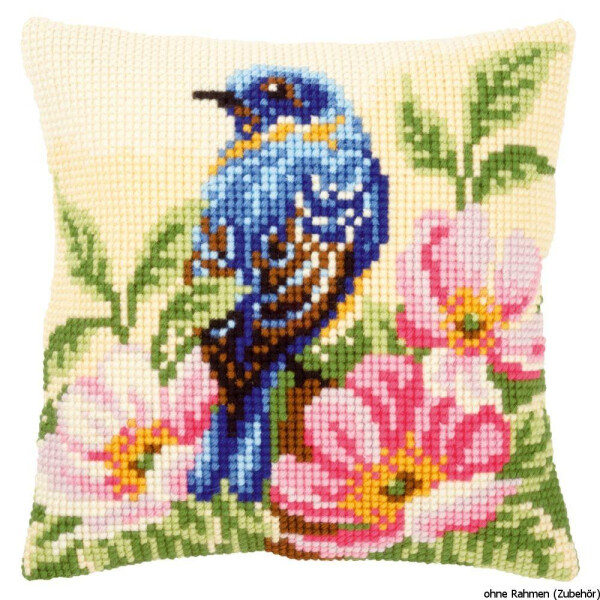 Vervaco stamped cross stitch kit cushion Bird on rose bush, DIY