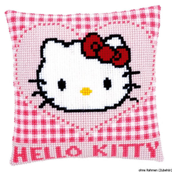 Almohada Vervaco de punto de cruz "Hello Kitty en un corazón", diseño de bordado dibujado