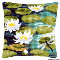 Подушка для вышивания крестом Vervaco "Водяные лилии а-ля Моне", дизайн вышивки предварительно нарисован