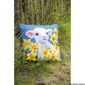 Vervaco stamped cross stitch kit cushion Lamb, DIY
