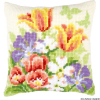Vervaco stamped cross stitch kit cushion Spring flowers, DIY