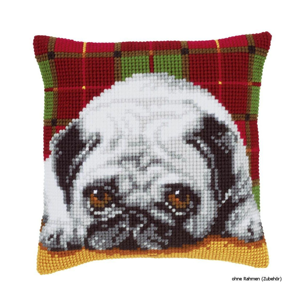 Vervaco stamped cross stitch kit cushion Pug-dog, DIY