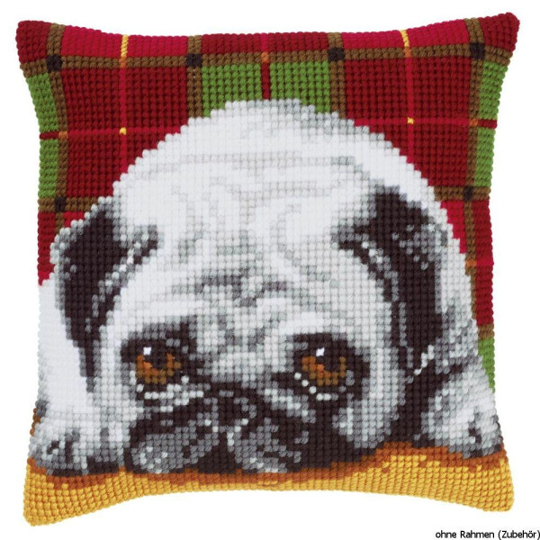 Vervaco stamped cross stitch kit cushion Pug-dog, DIY