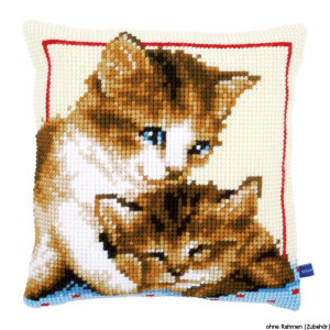 Vervaco stamped cross stitch kit cushion Playful kittens,